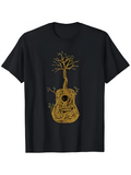Men's T-Shirt Golden Tree Branches Growing From An Acoustic Guitar Design