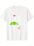 Men's T-Shirt Green Hill With Red Flag And Falling Hearts Golf Course