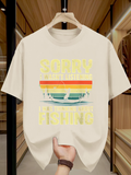 Men's T-Shirt Sorry I Was Thinking About Fishing Vintage Sunset With A Boating Scene T Shirt