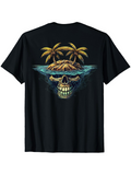 Men's T-Shirt Tropical Island Reflected With Water Among Surreal Submerged Skull