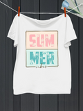 Men's T-Shirt Summer Vibes Pastel Blocks With Modern Distressed Lettering On White T Shirt