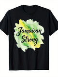 Men's T-Shirt Jamaican Strong Watercolor Green And Yellow Brush Splash T Shirt