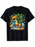 Men's T-Shirt Better At The Beach Vibrant Tropical Fruits Under Palm Tree With Ocean Umbrella