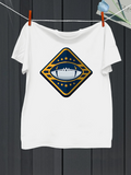 Men's T-Shirt Golden Diamond With Stars Surrounding A Silver Blue Football