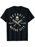 Men's T-Shirt Detroit Motor City Skull Pistons Ride Fast Full Speed T Shirt