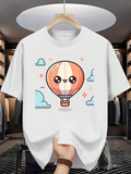 Men's T-Shirt Kawaii Style Floating Clouds And Smiling Balloon Cartoon Hot Air Balloon