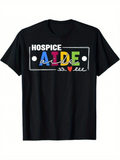 Men's T-Shirt Hospice Aide With Colorful Lettering And Heart Motif Centered