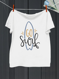 Men's T-Shirt Go Surf With Playful Lettering Around Blue Surfboard