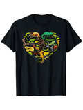 Men's T-Shirt Colorful Snakes Forming Heart Shaped Cluster With Vibrant Patterns