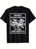 Men's T-Shirt Im Not Procrastinating Im Doing Side Quests With Hand Drawn Fantasy Style Dragon