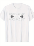 Men's T-Shirt Your Warmup Is My Workout Metallic Barbell Surrounded By Motivational Slogan Workout Shirt