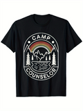 Men's T-Shirt Camp Counselor With Rainbow Mountains And Serene Lake Among Pine Trees