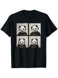 Men's T-Shirt Four Photographic Portrait Panels Featuring Playful Panda Bear