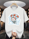 Men's T-Shirt Cartoon Clouds With Parachuting Bunny Under Blue Sky