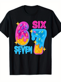 Men's T-Shirt Six Seven Melting Neon Ice Cream Dripping Numbers T Shirt