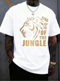 Men's T-Shirt King Of The Jungle Majestic Lion Profile Among Shadowed Golden Highlights Lion