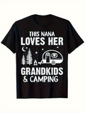 Men's T-Shirt This Nana Loves Her Grandkids And Camping Under Moonlight With Trees And Camper Trailer