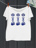 Men's T-Shirt Abstract Lines With Surreal Blue Hands And All Seeing Eyes