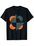 Men's T-Shirt Distressed Abstract Shapes With Retro Orange And Blue Geometric Artwork