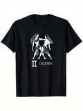 Men's T-Shirt Gemini Art Deco Style Graphic Twin Figures Zodiac