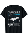 Men's T-Shirt Tyrannosaurus Facts Infographic With Dinosaur Silhouette And Fossil Map Tyrannosaurus