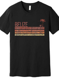 Men's T-Shirt Belize Sunset Stripes With Faded Vintage Effect And Palm Trees Silhouette
