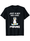 Men's T-Shirt Just A Boy Who Loves Ice And Happy Penguin