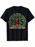 Men's T-Shirt Vintage Limited Edition 1945 With Faded Retro Colors Surrounded By Stars
