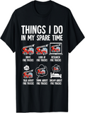 Men's T-Shirt Things I Do In My Spare Time Cartoon Fire Trucks With Thought Clouds