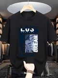 Men's T-Shirt Bold Dream Graphic Monstera Leaves With Stylized Blue Framing T Shirt