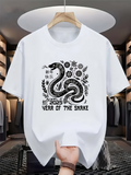 Men's T-Shirt Year Of The Snake Decorative Floral Pattern With Zodiac Numbers Snake