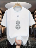 Men's T-Shirt Intricate Classical Patterns Creating Vintage Musical Instrument Violin