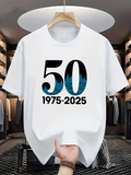 Men's T-Shirt Fifty Years Mountain Silhouette Under Blue Twilight Anniversary