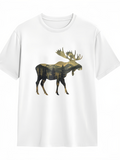 Men's T-Shirt Golden Forest Silhouette With Majestic Landscape Hidden Inside Moose