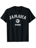 Men's T-Shirt Distressed Jamaica Queens New York College Style Typography Shirt