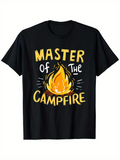 Men's T-Shirt Master Of The Campfire With Bright Fire Flames Under Camp Tent Campfire