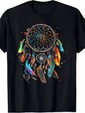 Men's T-Shirt Colorful Feathers Hanging Under Intricate Handcrafted Dream Catcher