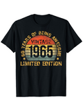 Men's T-Shirt Vintage Limited Edition Retro Stripe Graphic With Large Bold Text And Sunburst Pattern T Shirt