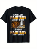 Men's T-Shirt Skilled Painters With Artistic Spray Cans And Metallic Tools Surrounded By Paint Swirls T Shirt