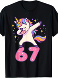 Men's T-Shirt Rainbow Magic Dab Pose Unicorn With Glowing Stars And Number Sixty Seven