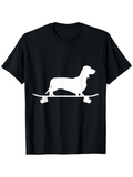 Men's T-Shirt Silhouette With Playful Dog Standing On A Skateboard