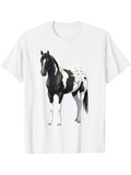 Men's T-Shirt Realistic Spotted Appaloosa Horse Standing On White T Shirt