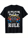 Men's T-Shirt All Dogs Are Cool But Black Pugs Rule Retro Glasses Stars Black Pug
