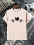 Men's T-Shirt Heartbeat Sound Waves With Drum Set Silhouette Center Stage