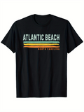 Men's T-Shirt Atlantic Beach North Carolina Retro Lines With Vintage Style Stripes T Shirt