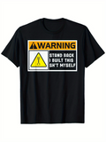 Men's T-Shirt Warning Label With Construction Tools Humorous Graphic Design T Shirt