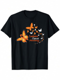 Men's T-Shirt Leukemia Cancer Awareness Orange Butterflies Swirling Among Hopeful Wings T Shirt