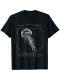 Men's T-Shirt Geometric Lines Overlay Floating Graceful Jellyfish Design