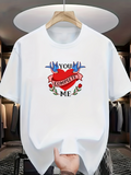 Men's T-Shirt You Complete Me Blue Swallows Over Red Heart Surrounded By Green Leaves