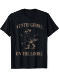 Men's T-Shirt Auntie Goose On The Loose With Retro Stars And Playful Dressed Up Goose